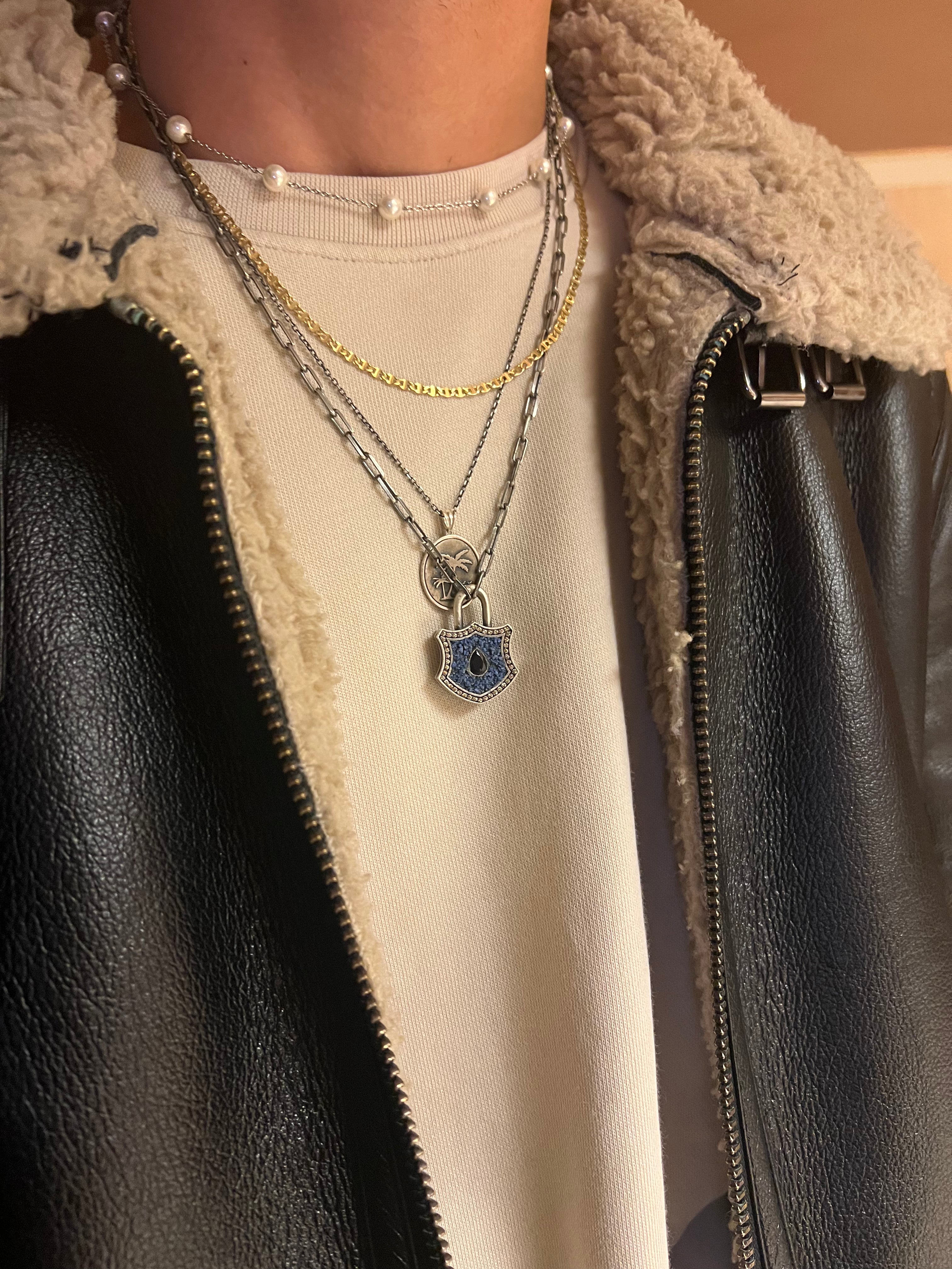 Lapis Mosaic Lock Kolye