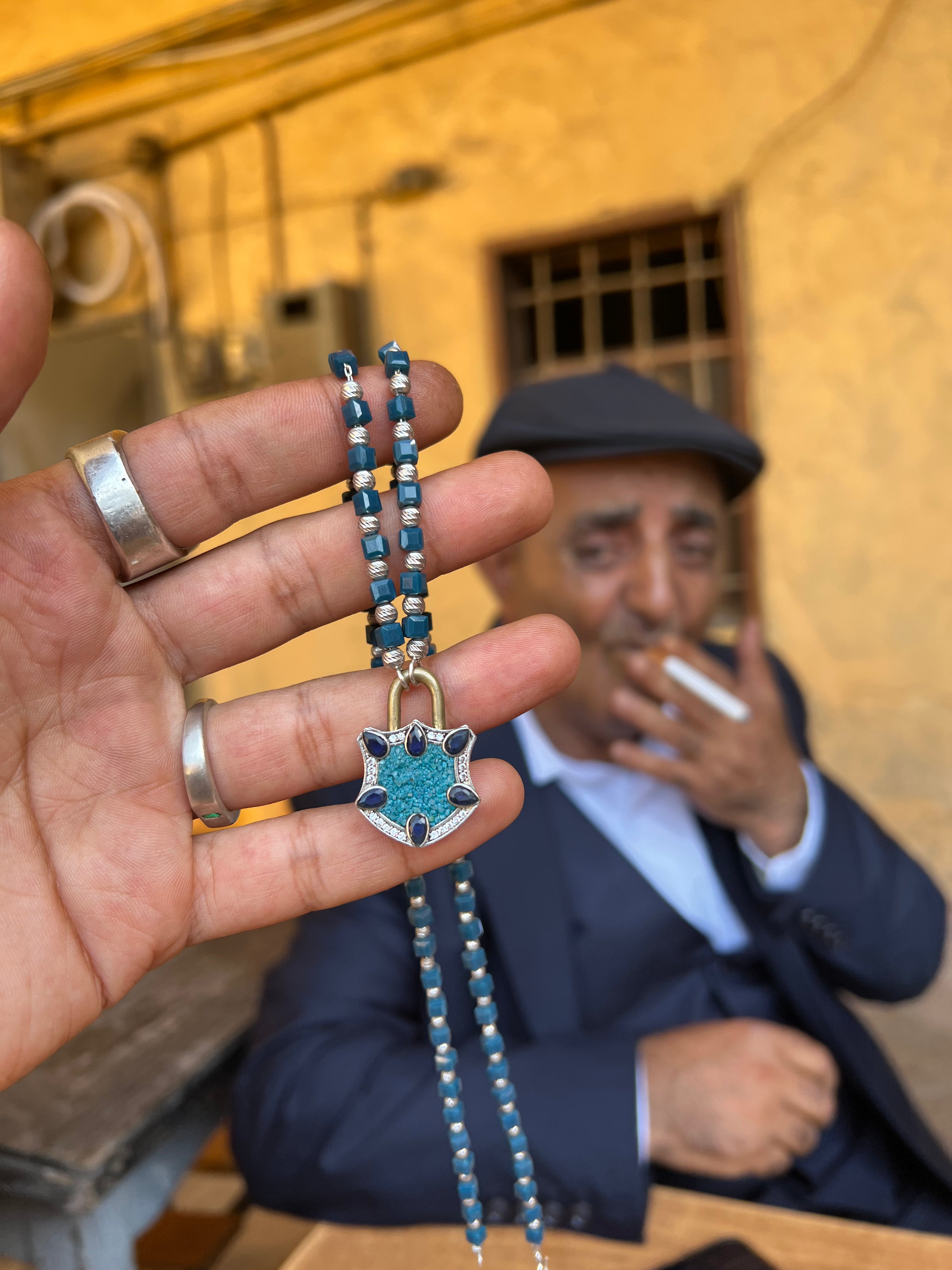 Lapis Mosaic Lock Kolye